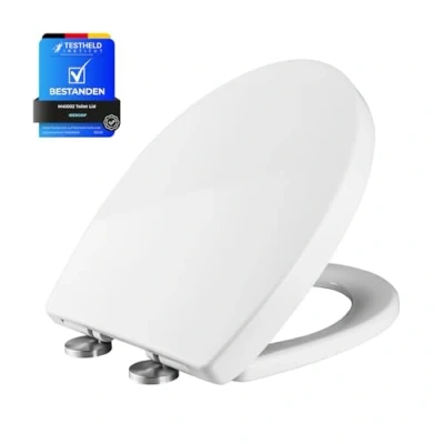 Abbildung von Ibergrif Toilettendeckel mit Absenkautomatik O WC Sitz Einfache Montage und Sauber,Klodeckel Quick Release Funktion,Antibakterielle,Passend für die Meiste Toilette,Belastbarkeit von 150kg,Weiß,M41002