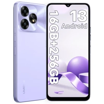 Abbildung von UMIDIGI A15 Smartphone Ohne Vertrag (2024), Android 13 NFC Handy 16GB(8GB+8GB)+256GB(Bis zu 1TB), 64MP+16MP, 6,7&quot; HD+Display, 5000mAh+20W Schnelles Laden, 4G Dual SIM Simlockfreie Handys Purple