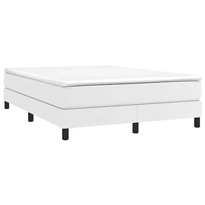 Abbildung von vidaXL Bettgestell, Polsterbett Bett für Schlafzimmer, Bettrahmen mit Lattenrost, Kunstlederbett Doppelbett, Weiß 140x200cm Kunstleder