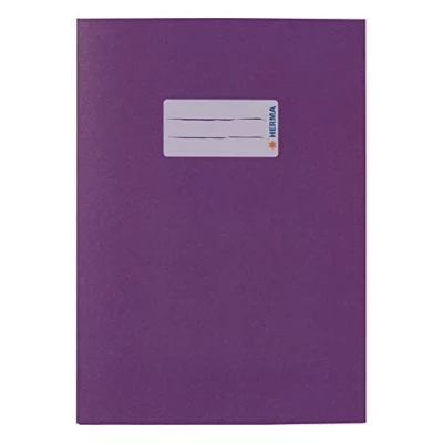 Abbildung von HERMA 5506 Heftumschlag A5 Papier Violett Lila, Hefthülle mit Beschriftungsfeld aus extrem kräftigen &amp; satten Farben, Heftschoner für Schulhefte, farbig