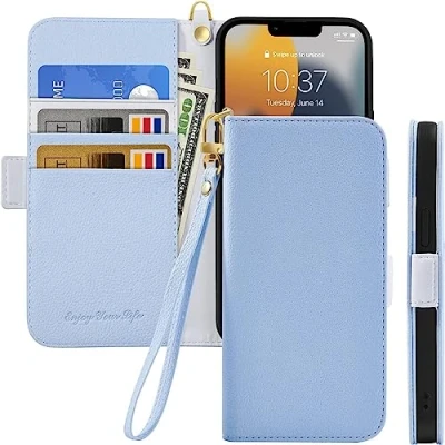 Abbildung von Tiyoo Klapphülle für Samsung Galaxy M53 5G, magnetische Brieftaschen Schutzhülle Handyschutz, Litschi Muster, Leder mit Kartenfächern und Handschlaufe, stoßfeste Handyhülle