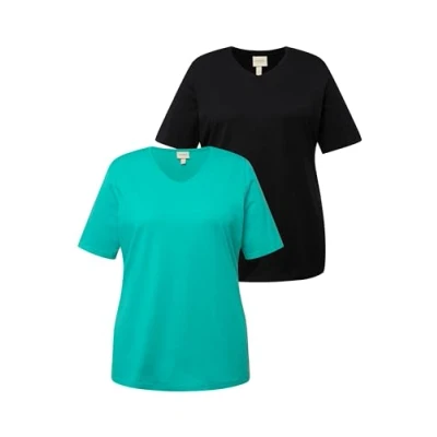 Abbildung von Ulla Popken LOT DE 2 Tshirt basic, Damen, Größe: 42/44, Turquoise