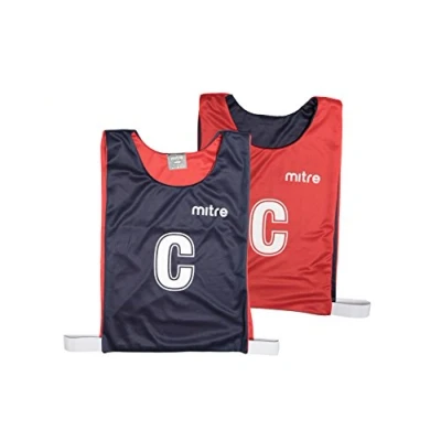 Abbildung von Mitre Netball Pro Wende Sport Trainingsleibchen für Erwachsene (7 Stück), Blau/Rot, Größe M