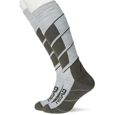 Abbildung von Head Unisex Knee high Ski V shape 2 Pack KNEEHIGH SOCKS, Grey / Green, 31 EU