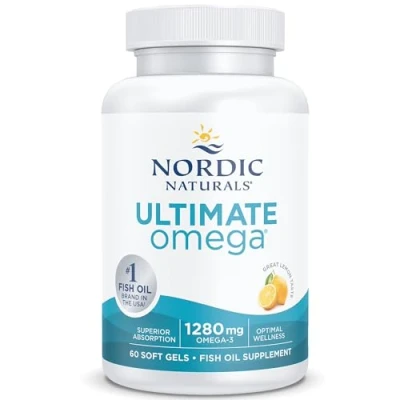 Abbildung von Nordic Naturals, Ultimate Omega, 60 glutenfreie Softgels, 1280mg Omega 3 je Dosis, Sojafrei, GMO frei, Zitronengeschmack