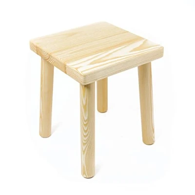 Abbildung von HolzFee Kinderhocker Kinderstuhl Hocker Holz Massive Qualität 25 x 30 cm Kiefer lackiert