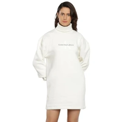 Abbildung von Calvin Klein Jeans Monologo Freizeitkleid, Damen, Größe: Medium, Ivory