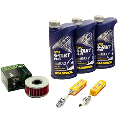 Abbildung von Wartungspaket Öl 3L + Ölfilter Zündkerzen für Yamaha XS 400 DOHC XS400 12E Baujahr 1982 1984