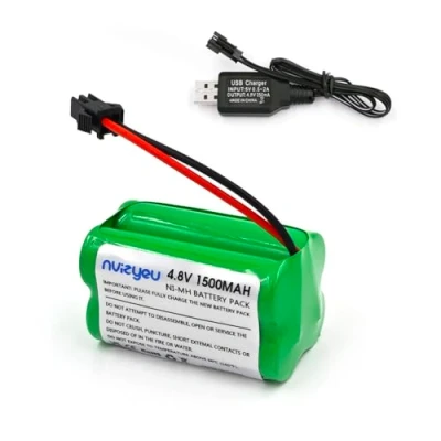 Abbildung von Nvizyeu 4.8v akku, wiederaufladbare batterien aa, 1500mAh nimh akkupack, sm 2p stecker, passend für funkgesteuertes Auto, Elektro spielzeugauto, ausgestattet mit USB ladekabel