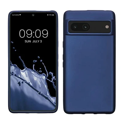 Abbildung von kwmobile Case kompatibel mit Google Pixel 7 Hülle Schutzhülle aus Silikon metallisch schimmernd Handyhülle Metallic Blau