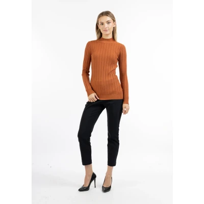 Abbildung von DREIMASTER Klassik Women&#039;s Knit Turtleneck Sweater XL/XXL / Rostbraun 70% Viskose 20% Modal 10% Polyester