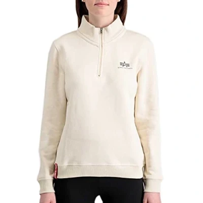 Abbildung von Alpha Industries Half Zip Sweater SL Wmn Sweatshirt für Damen Jet Stream White