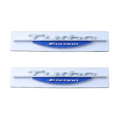 Abbildung von 2 Stück Turbo Edition Emblem Autoabzeichen Aufkleber passend für universelle Autos (Silberblau)