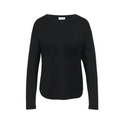 Abbildung von s.Oliver MIT ÜBERSCHNITTENEN Schultern UND Abgerundetem SAUM Langarmshirt, Damen, Größe: 42, Schwarz