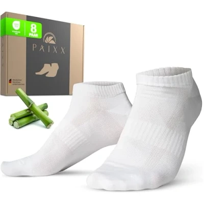 Abbildung von PAIXX Premium Bambus Sneaker Socken 8 Paar, 43 46 &amp; 39 42, Herren Damen Atmungsaktive, Antibakterielle Knöchelsocken gegen Schweißfüße Fusselfreie Anti Geruch Bambussocken