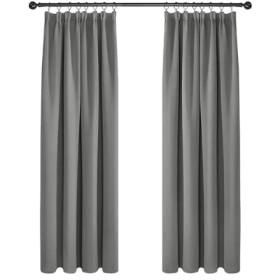 Abbildung von Deconovo Verdunkelungsgardinen Blickdichte Vorhänge mit Kräuselband Kälteschutz, 229x132cm(HöhexBreite), Hellgrau, 2er Set
