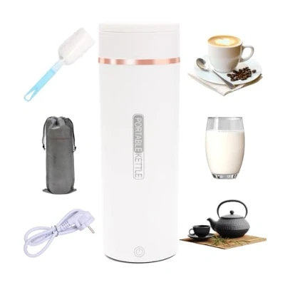 Abbildung von Nuxory 500ML Kleiner Tragbarer Wasserkocher, 3 in 1 Mini Elektrische Wassertasse mit Temperatureinstellung, Automatische Abschaltung, Bürsten und Taschen, Reise Wasserkocher für Kaffee Teezubereitung