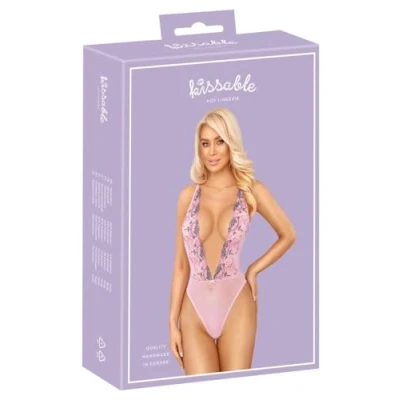 Abbildung von Body aus Powernet mit floraler Stickerei
