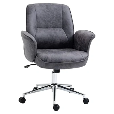 Abbildung von Bürostuhl Schreibtischstuhl höhenverstellbarer Drehstuhl ergonomischer Arbeitsstuhl mit Wippenfunktion modern schick Belastbar bis 120 kg Mikrofaser Dunkelgrau 67 x 69 92 102 cm