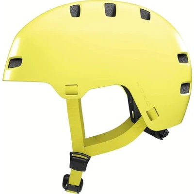 Abbildung von ABUS Fahrradhelm XOXO Cityhelm im Skater Look Helm für Skateboard, Fahrrad, Scooter mit optimiertem Kinnpolster Jugendliche und Erwachsene Größe S, Mono gelb