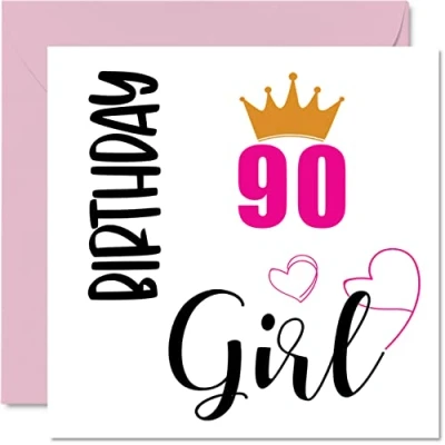 Abbildung von Geburtstagskarte zum 90. Geburtstag für Frauen Geburtstagskarten 90 Jahre alte Frau, Großmutter, Stiefmutter, Tante, 145 mm x