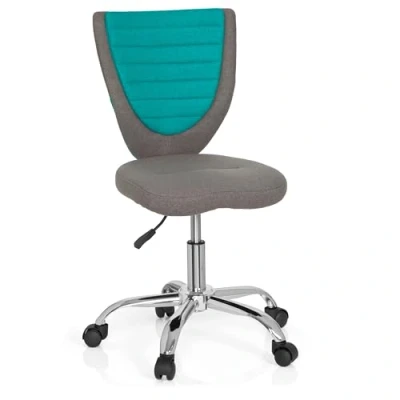 Abbildung von hjh OFFICE 670630 Kinder Schreibtischstuhl KIDDY Comfort Jugend Bürostuhl höhenverstellbar, Filz Bezug Grau/Türkis