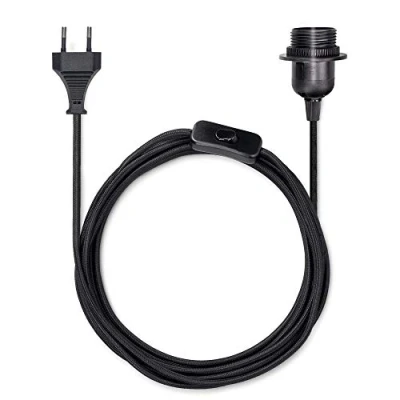 Abbildung von kwmobile E27 Lampenfassung m. Schalter 5m Textilkabel Fassung Kabel Elektro Adapter, 503,00 cm