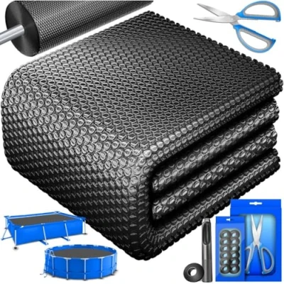 Abbildung von KESSER® Pool Solarabdeckplane Rechteckig 300 x 200cm Solar Folie 120 µm Solarabdeckung Solarplane zuschneidbar Poolheizung Wassererwärmung Wärmeplane Poolsolarplane mit 1x Lochzange &amp; 12x Ösen