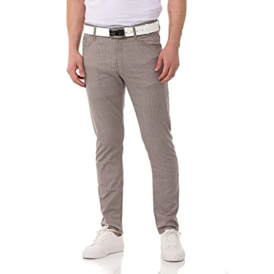 Abbildung von Cipo &amp; Baxx Herren Leinenhose Jeans Denim Gestreift Freizeithose Baumwolle CD841 Grau W32 L34