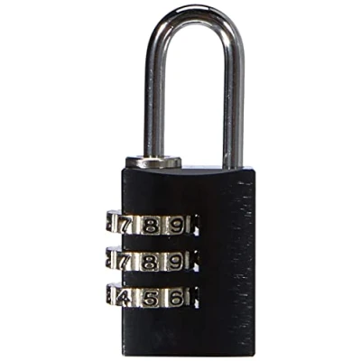 Abbildung von ABUS Zahlenschloss 145/20 Schwarz Kofferschloss, Spindschloss u. v. m. Aluminium Vorhängeschloss individuell einstellbarer Zahlencode Sicherheitslevel 3