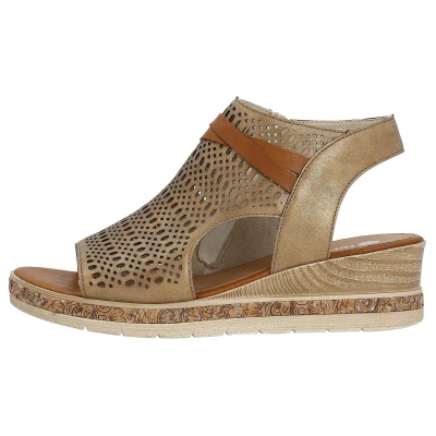Abbildung von Remonte Sandalette, Sommerschuh, Sandale, Keilabsatz, mit modernem Lochmuster
