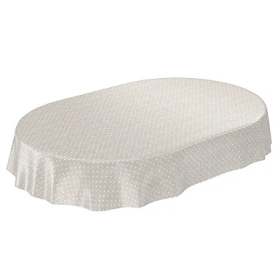 Abbildung von ANRO Wachstuchtischdecke Wachstuch Wachstischdecke Tischdecke Punkte Dots Gepunktet Uni Einfarbig Beige Oval 200x140cm