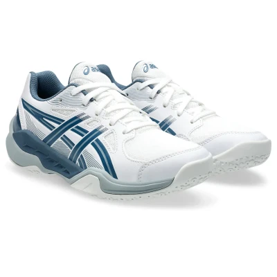 Abbildung von Asics Gelpowerbreak Unisex Handballschuh für Kinder, Größe: 33, White/vintage indigo Schuhe