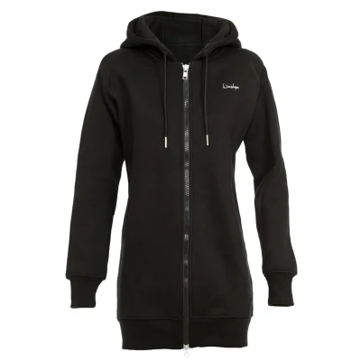 Abbildung von Winshape Damen Lange, kuschelige Hoodie Jacke J006 mit 2 Wege Zipper Kapuzenpullover, Schwarz, M
