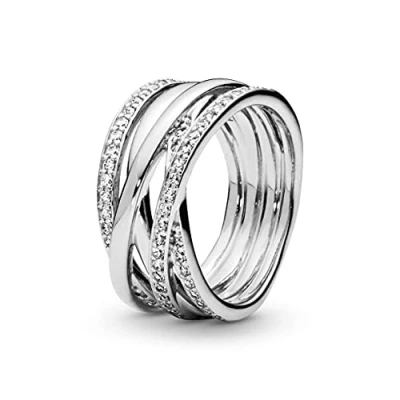 Abbildung von Pandora Sparkling &amp; Polished Lines Ring, Damen, Größe: 56, Sterling silver