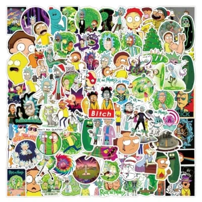 Abbildung von Yangsiw 100St. Rick and Morty Sticker,Niedlich Vinylaufkleber,Wasserfeste Vinyl Graffiti Decal Sticker für Skateboard Laptop Koffer Motorrad Auto Fahrrad Computer, Geschenk Jugendliche Erwachsene
