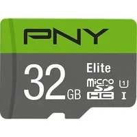 Abbildung von PNY Elite microSDHC Speicherkarte 32GB + SD Adapter, 100MB/s Lesegeschwindigkeit, Klasse 10 UHS I, U1 für Full HD Video