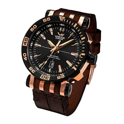 Abbildung von Vostok Europe Automatikuhr Energia Rocket 48 mm, Herrenuhr Lederband + Silkonband, 575E282, 30 ATM, sportlich &amp; robust