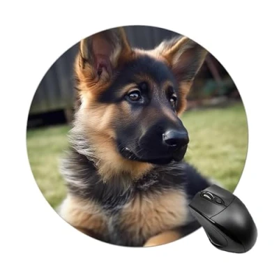 Abbildung von Mauspad, Motiv: Deutscher Schäferhund, Welpe, 20 x cm, wasserdicht, Gaming Tischmatte, rutschfeste Gummiunterseite, Mauspads für kabellose Maus, Laptop, Computer