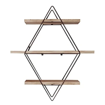 Abbildung von Wandregal in Rautenform mit 3 Ebenen, Schwarz