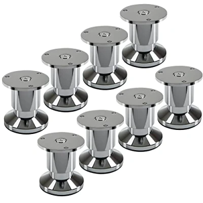 Abbildung von 8 Stück Möbelfüße TERRA Höhe 50 mm Chrom poliert Schrankbeine höhenverstellbar bis max. 15 mm, belastbar 250 kg/je Fuß von SOTECH