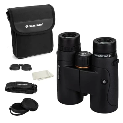 Abbildung von Celestron 72322 Nature DX 8x42 Fernglas für Natur und Vogelbeobachtungen, vollvergüter mit BaK 4 Prismen, gummiarmiert, anlaufgeschützt wasserdicht