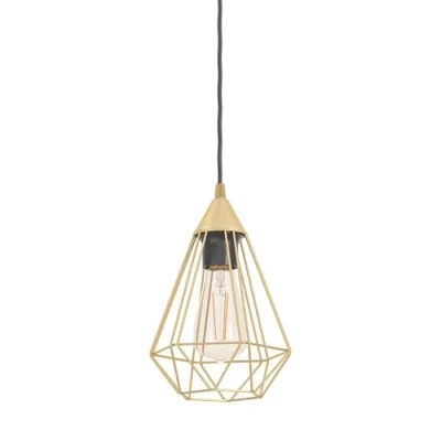 Abbildung von Eglo 43681 Hängeleuchte TARBES Stahl messing gebürstet E27 1X40W H:130cm Ø17,5cm dimmbar