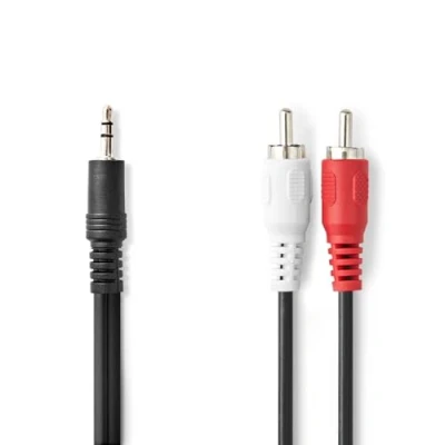 Abbildung von NEDIS Stereo Audiokabel 3.5 mm Stecker 2x RCA Vernickelt 10.0 m rund Schwarz Plastikbeutel