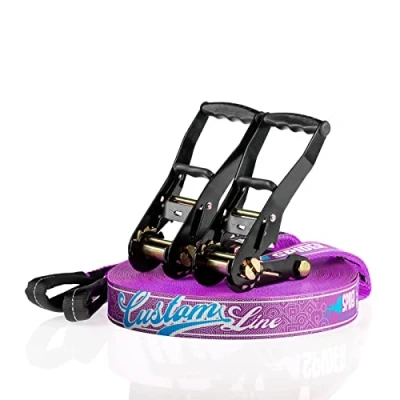 Abbildung von SPIDER Slackline TKSA5 Custom Kit erfahrene Slackliner oder Anfänger Komplettset mit Gurtband Länge 35m 2X Ratschen