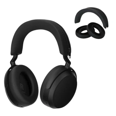 Abbildung von kwmobile Kopfband Abdeckung Ohrpolster Set kompatibel mit Sennheiser Momentum 4 Wireless Headband Case Kopfhörer Ersatz Polster Schutz in Schwarz