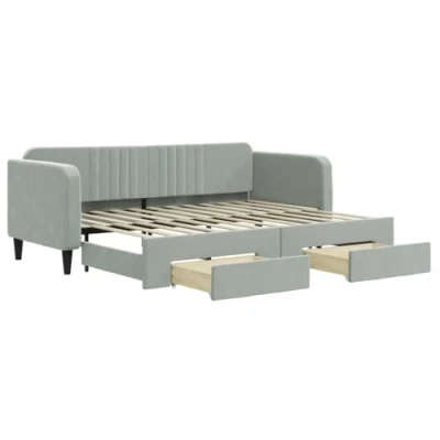 Abbildung von vidaXL Bett Tagesbett Ausziehbar mit Schubladen Hellgrau 80x200 cm Samt