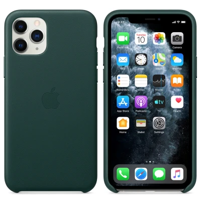 Abbildung von Apple iPhone 11 Pro Hülle Echtleder Original Hard Case/Backcover Handyhülle Grün