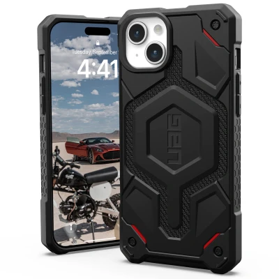 Abbildung von Apple iPhone 15 Plus Hülle MagSafe Kunststoff UAG Backcover/Hard Case Handyhülle Schwarz Shockproof/Stoßfest