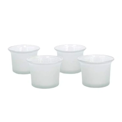 Abbildung von Creativery Teelichtgläser 63x45 mm Set 4 Stück Teelichthalter Glas mit geschwungenem Rand Tulpenform Farbauswahl: weiß 029